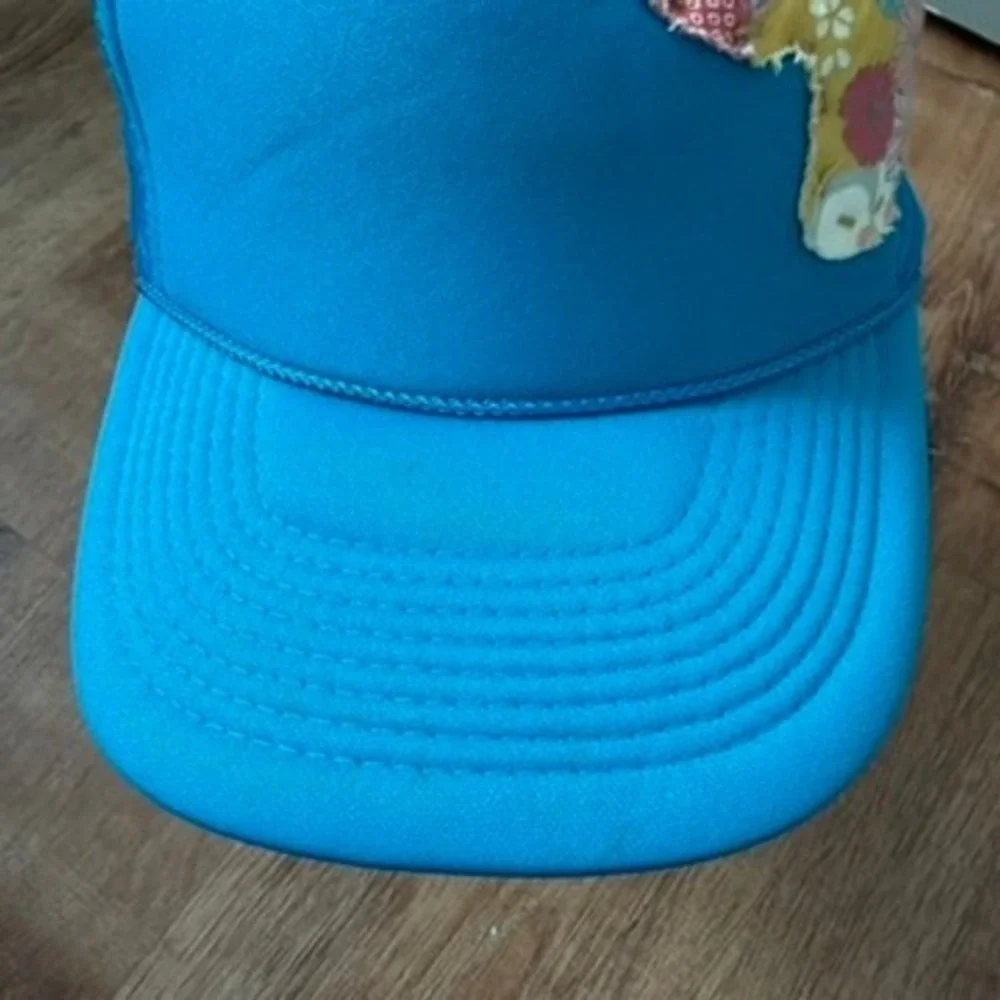 Otto Trucker Hat Women OS Blue Maui Floral Patch Snapback Cap Hawaiian Aloha